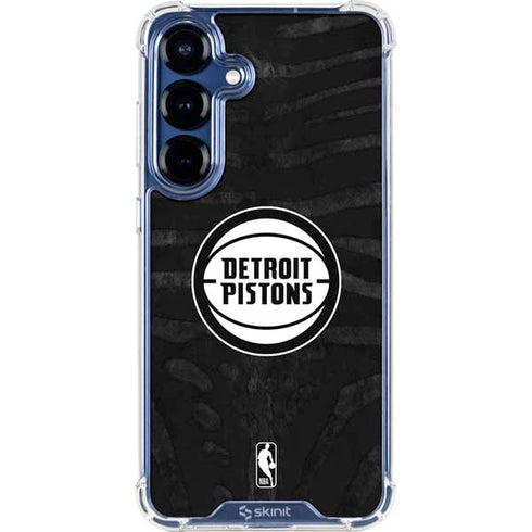 NBA Detroit Pistons Black Animal Print Galaxy S25 Clear Case